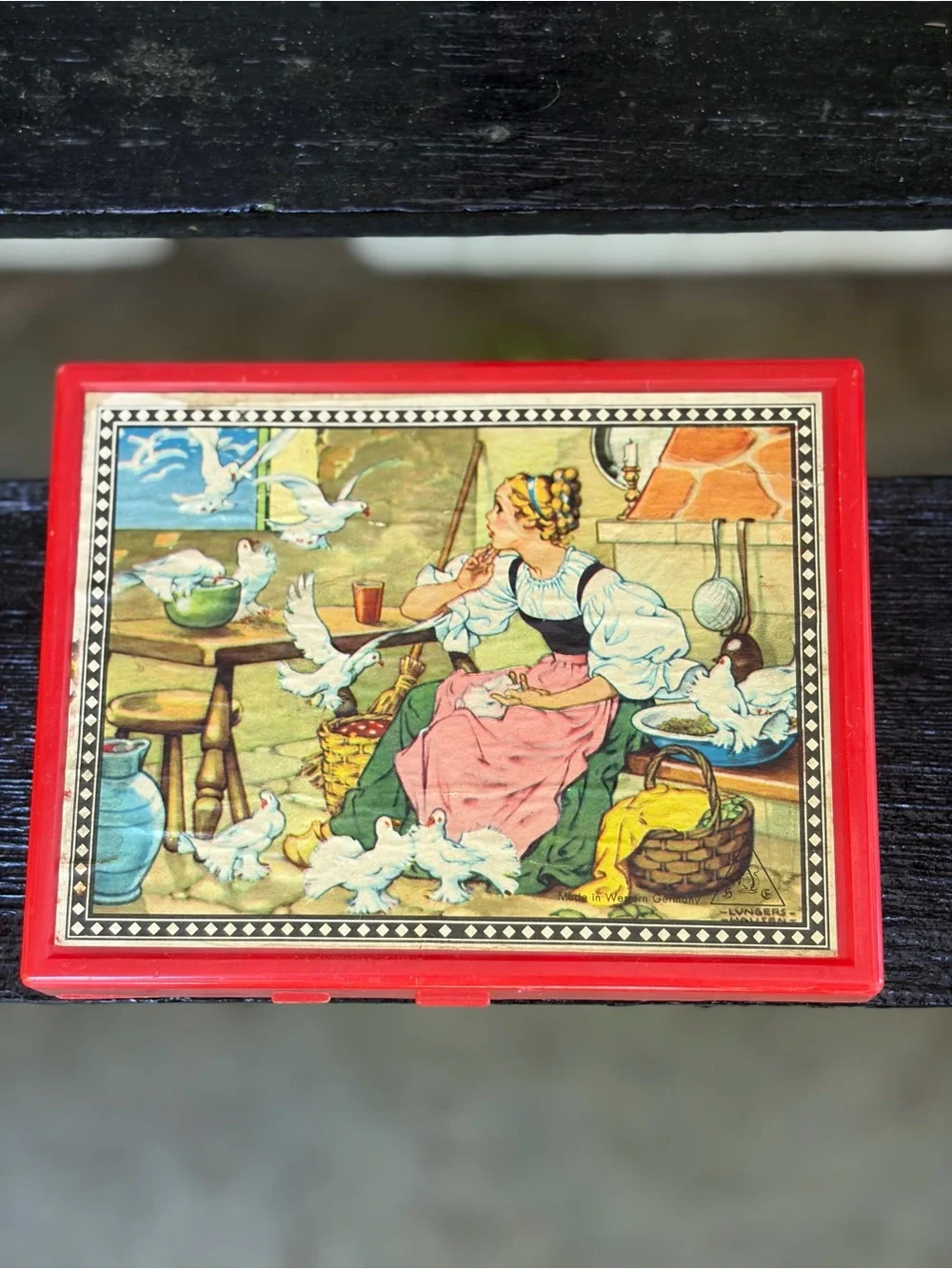 60's Eichhorn Wooden Fairy Tales Puzzle Blocks In Case West Germany W